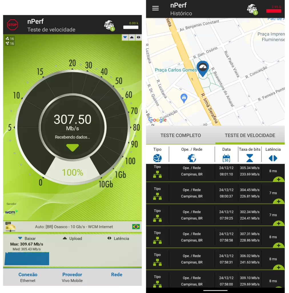 Conjunto de Testes nPerf
