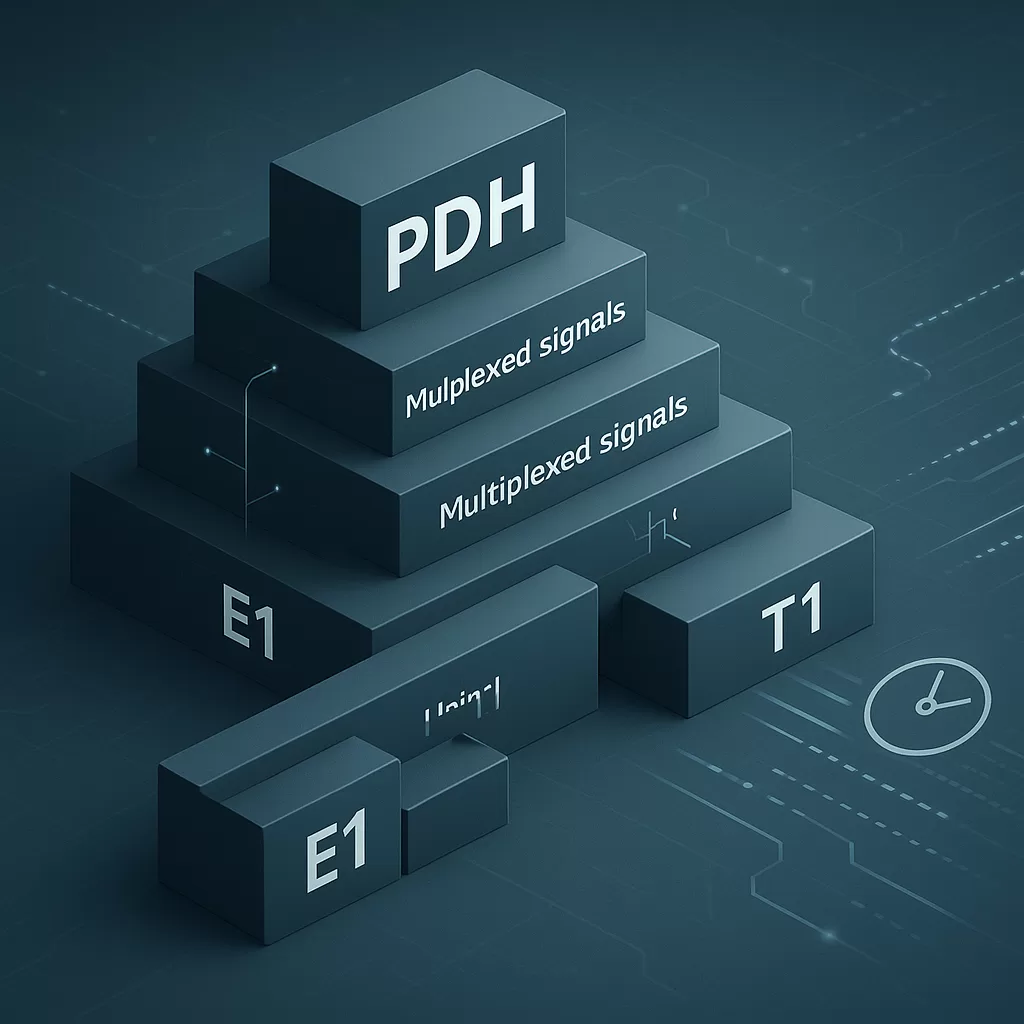 Representação gráfica da hierarquia digital Plesiochronous (PDH)