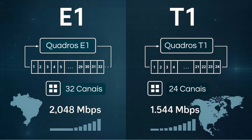 COMPARAÇÃO ENTRE AS TECNOLOGIAS E1 vs T1