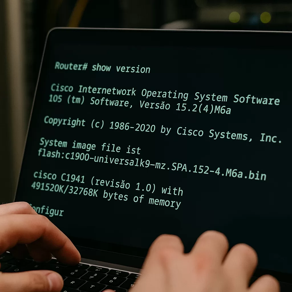Profissional usando comando show version para descobrir o sistema operacional Cisco