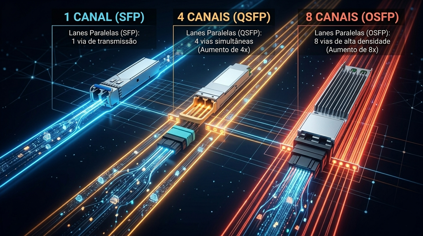 Ilustração de lanes em transmissão de dados