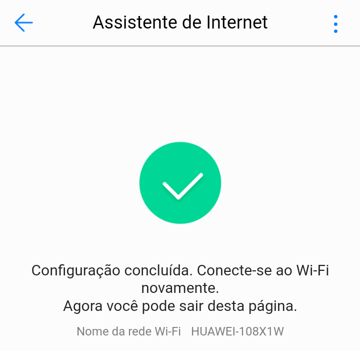 Configuração Huawei 108x concluída