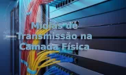 Infraestrutura moderna de rede com cabos e sinais de transmissão em destaque