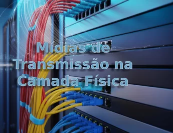 Infraestrutura moderna de rede com cabos e sinais de transmissão em destaque