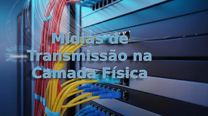 Infraestrutura moderna de rede com cabos e sinais de transmissão em destaque