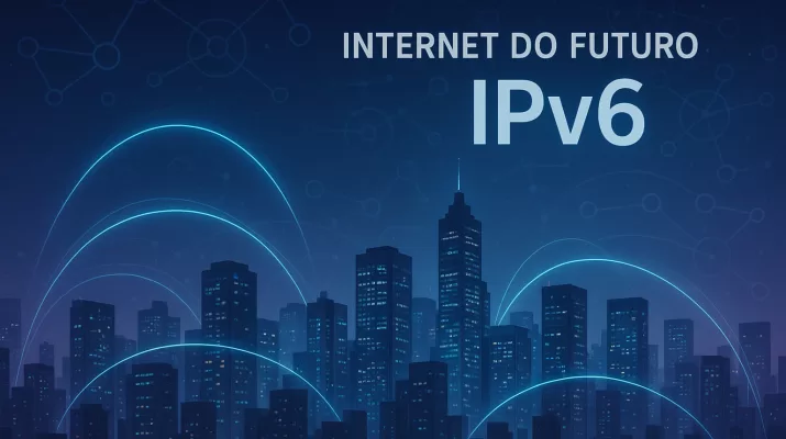 Conceito visual moderno do protocolo IPv6 como base da internet do futuro