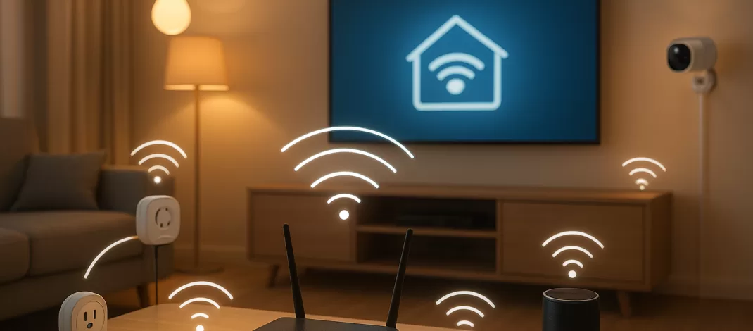 Rede Wi-Fi doméstica com vários dispositivos inteligentes conectados