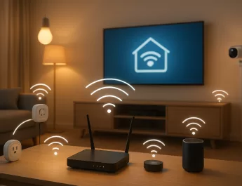 Rede Wi-Fi doméstica com vários dispositivos inteligentes conectados