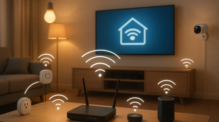 Rede Wi-Fi doméstica com vários dispositivos inteligentes conectados